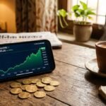 Sovereign gold bonds vs physical gold comparison with gold coins and a gold investment app on screen